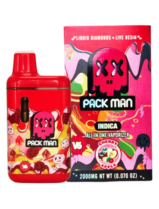 Buy Cherry Apple Pack Man V6 Liquid Diamonds 2000mg Live Resin Vaporizer. High-potency 89.2% THC disposable vape with discrete stealth shipping to UK, Germany, Italy, France, and Greece. Professional medical-grade 2g cannabis hardware.